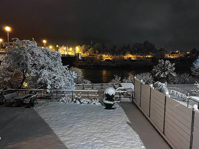 Auch in Rheinheim sind die Gärten schneebedeckt.