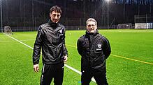 Torsten Ruddies (links) mit Vater Joachim, hier noch Trainer des SV Denkingen. Beide Trainer sind mit ihren Teams beim Turnier des FV ...
