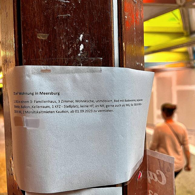 An der Universität Konstanz hängen sowohl Wohnungsanzeigen als auch -gesuche aus.