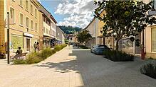 Mit Unterstützung des Verkehrsministeriums präsentieren die Planer 3D-Visualisierungen. Zu sehen ist hier die Wilhelmstraße aus Richtung ...