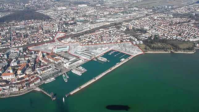 Das Sanierungsgebiet Hinterer Hafen in Friedrichshafen. Geht es nach Plänen der Stadt, wird das Projekt beerdigt.