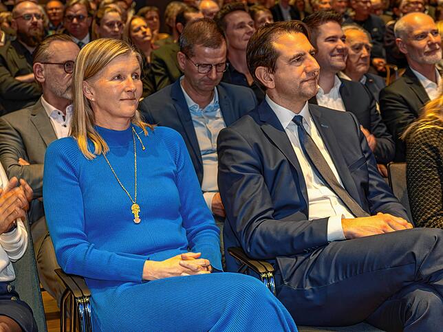 Die Bundestagsabgeordneten Ann-Veruschka Jurisch (FDP) und Andreas Jung (CDU).