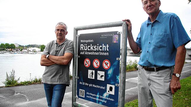 Wenigstens in der Nacht soll es still sein: Thomas Martin (links) und Michael Scholtz von der Lärmschutzinitiative haben Ideen für die ...