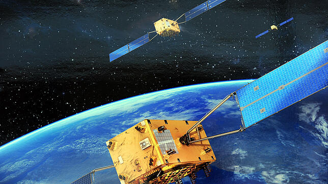 Eine Grafik des europäischen Navigationssatellitensystems Galileo. Bei der neuen Satelllitengeneration will Airbus in Immenstaad punkten.