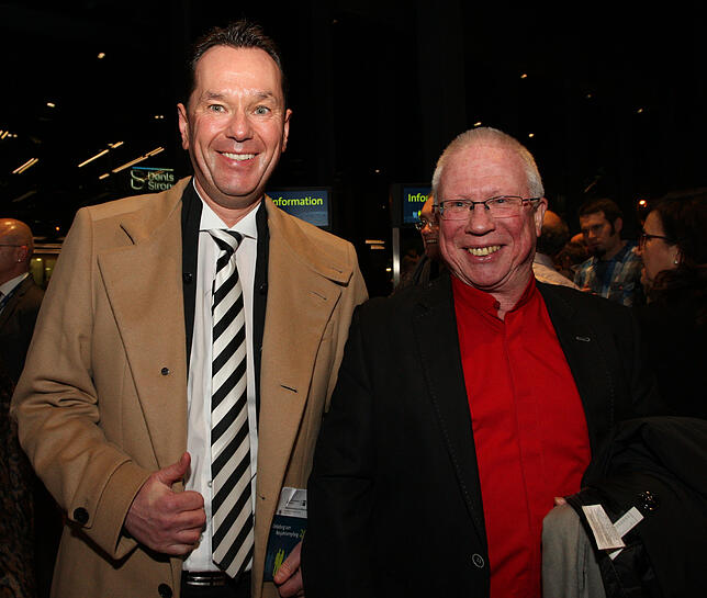 Ralph Buser, Vorsitzender des Spar- und Bauvereins Konstanz (links), und Ekkehard Greis, Vorsitzender des Treffpunkts Konstanz.