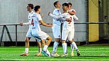 Jubel beim SC Pfullendorf nach Janik Mosers Ausgleich zum 1:1.