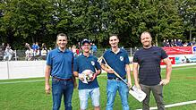 Bürgermeister Tobias Gantert (von lnks), Tobias Böhler (stellvertretender Vorsitzender SV Berau), Patrick Matt (Vorsitzender SV Berau) ...