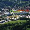Das Wehrer Novartis-Areal von oben: Rot markiert die Grundstücke, die nun an die Stadt Wehr verkauft wurden.
