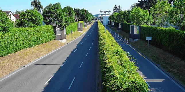 Die Wunde, die das Paradies zerteilt: die vierspurige Straße zum Schweizer Zoll, in der Nähe die „Soda-Brücke“.