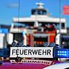 Einsatz von Feuerwehr und Deutschen Roten Kreuz am Fährhafen Konstanz-Staad nach einem Feueralarm auf dem Fährschiff &bdquo;Konstanz&ldquo;.
