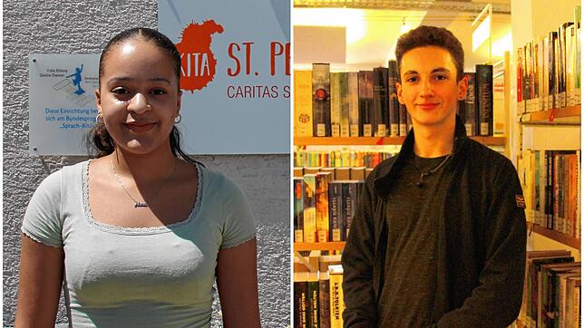 Die Schülerin des Hegau-Gymnasiums Alicia Samuel (links) hat ein einwöchigen Praktikum bei der St. Peter und Paul Kita in Singen ...
