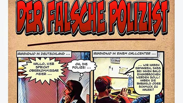 Ein von der bayerischen Polizei entwickelter Comic zeigt anschaulich die Vorgehensweise der Betrüger, die sich am Telefon als Polizisten ...
