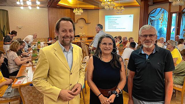 Der Aufsichtsratsvorsitzende der WBG, Michael Klinger (v.l.) freut sich zusammen mit den beiden Vorständen Vera Federer und Joachim ...
