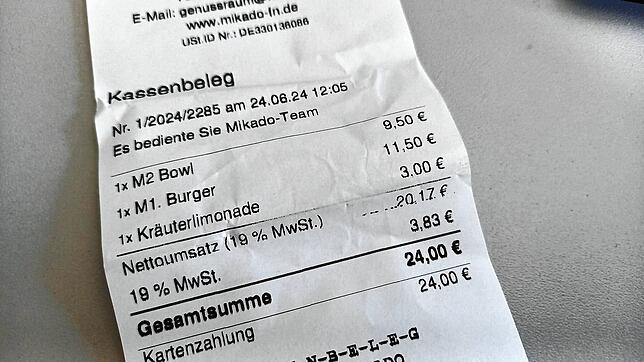 Auf der Rechnung stehen am Ende 24 Euro.