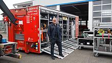 Der Gefahrstoffzug der Singener Feuerwehr, geleitet von Nelson Luzio, besitzt den Container „Abrollbehälter Gefahrgut“ für ...