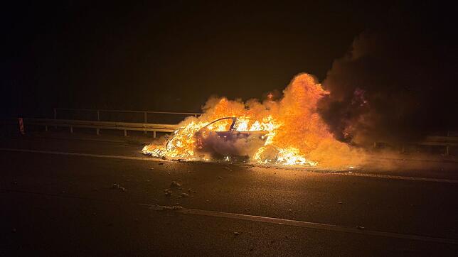 Die Feuerwehr löschte das brennende Auto.