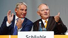 Schäuble (rechts) und Strobl beim Bundestagswahlkampf 2013 in Heilbronn.