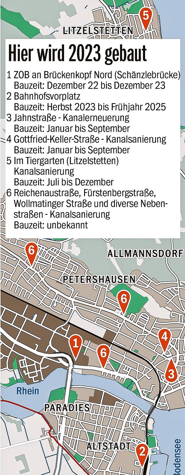 Bild 1: Die Bagger stehen schon bereit! Hier wird in Konstanz 2023 gebuddelt und gebaut