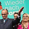 Friedrich Merz (CDU) freut sich über das Wahlergebnis der Union.
