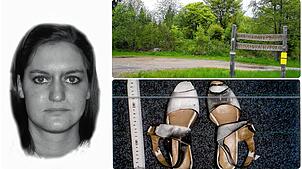 So könnte die unbekannte Frau ausgesehen haben, deren Leiche 1997 auf einem Wanderparkplatz gefunden wurde. Die Polizei veröffentlicht ...