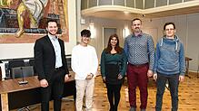 Mitgliederversammlung des Vereins Integration in Singen (Insi) im Ratssaal des Singener Rathauses (von links): Kassier Fabian Dieterle, ...
