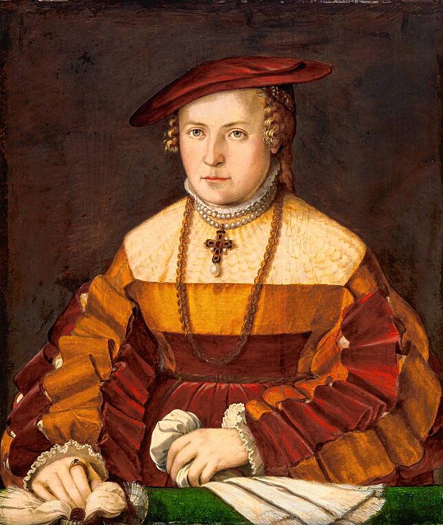 Ursula Meuting, die Ehefrau des Ulrich Ehinger. Sie starb im Jahr 1588.