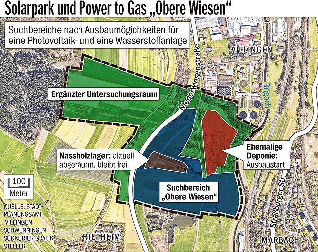 Bild 1: Villinger &bdquo;Dreckloch&ldquo; wird zum grünen Hügel: Stadt VS plant einen erweiterbaren Solarpark mit Wasserstoffoption