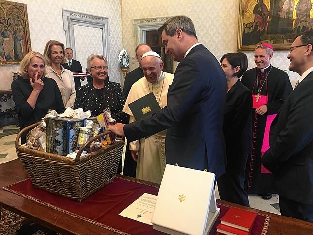 Bayerns Ministerpräsident Markus Söder bei seinem Besuch im Vatikan im Jahr 2018.
