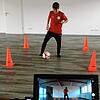 So war es im Lockdown: Jugendtrainerin Ann-Kathrin Sugg (SV Markelfingen) beim Online-Training im Sportlerheim.