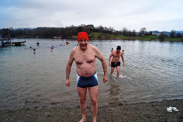 Auch der Salemer Friedrich Menzel hatte seinen Spaß beim Eisbaden.