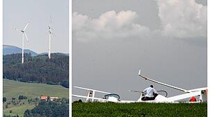 Windkraftanlagen wie bei Gersbach (links) lehnt der Gemeinderat Rickenbach für das Gebiet Klingenfelsen ab, weil sie den Bestand des ...