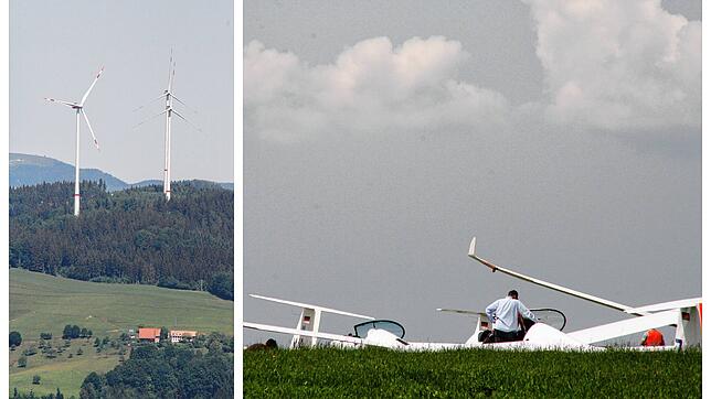 Windkraftanlagen wie bei Gersbach (links) lehnt der Gemeinderat Rickenbach für das Gebiet Klingenfelsen ab, weil sie den Bestand des ...