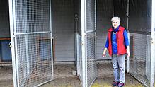 Monika Ciulla vom Tierschutzverein Waldshut-Tiengen zeigt die leeren Hundeboxen im Tierheim Steinatal. Momentan werden nur Katzen und ...