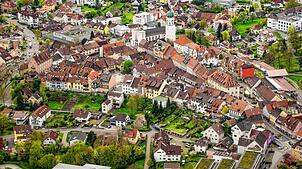 Die Stockacher Oberstadt aus der Luft (Archivbild): Nach dem Stadtbrand von 1704 musste ein Großteil der Häuser neu aufgebaut werden.
