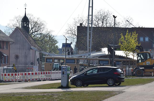 Baustelle Kapellen-Parkplatz und Multifunktionsgebäude in Bodman am 22. April 2022