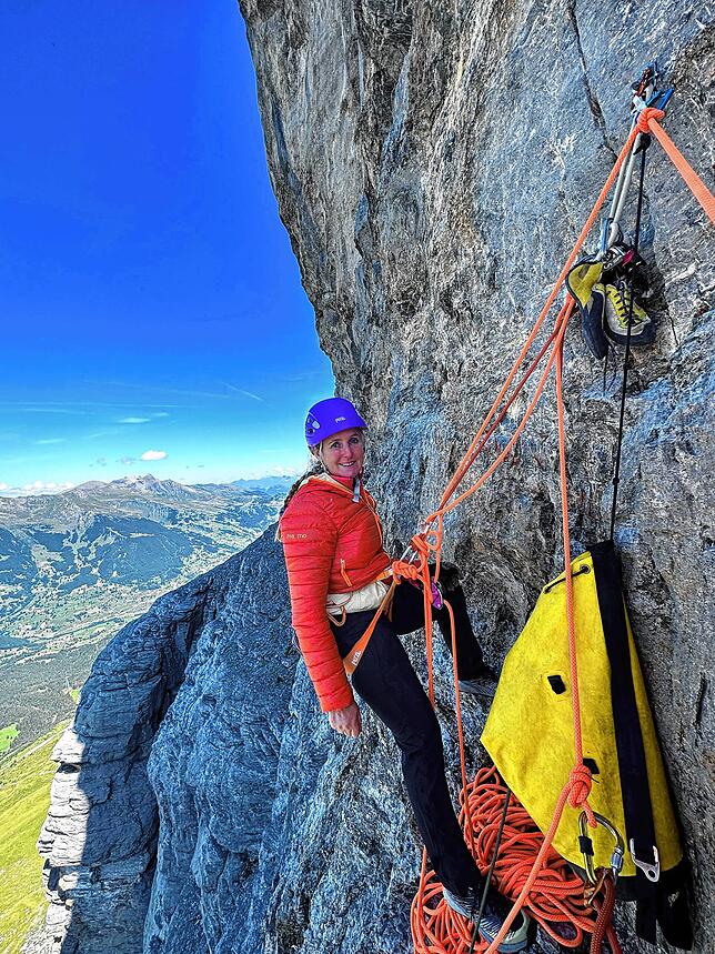 Daniela Jasper durchsteig die Eiger-Nordwand auf vier Routen. Zusammen Robert Jasper gelang ihr die Erstbegehung der Route „Symphonie de ...