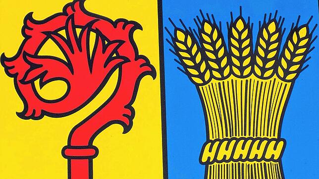 Blau und Gelb: Das Ortswappen von Oberhof (Bild) hat die selben Farben wie die Flagge der Ukraine. Auch die Ähre verbindet. Die Ukraine ...