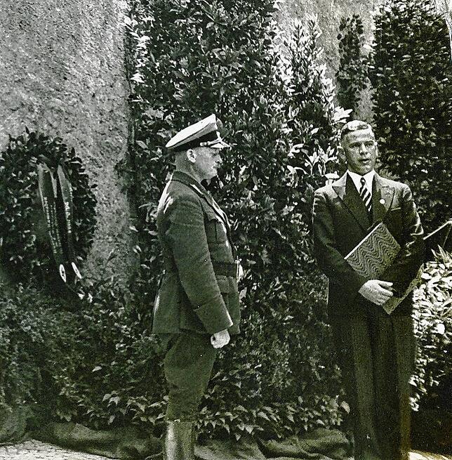 NSDAP-Kreisleiter Eugen Speer (links) war ein treibender Keil der Zwangsehe. Rechts Nazi-Bürgermeister Leopold Mager.