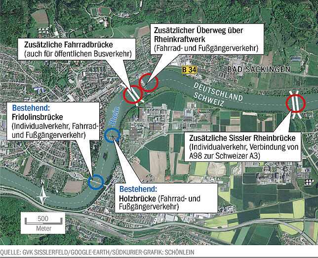 Bild 1: Bad Säckingen: Kommen neue Brücken über den Rhein? Diese Ideen gibt es