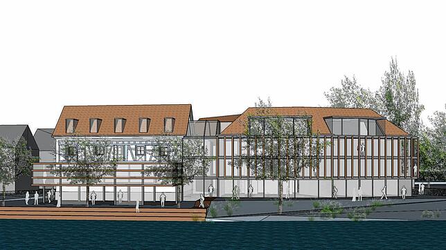So sehen die Architektenpläne für das neue Schlössli in Horn aus. Auf dem Dach des Hotels (rechts) könnte ein Pool entstehen, der hinter ...