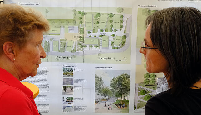 Das neue Stadtquartier soll kein Satellit bleiben: Sozialwissenschaftlerin Annette Roser (rechts) aus Karlsruhe suchte daher im Rahmen ...