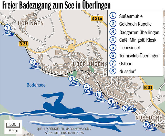 Bild 1: Wohin an heißen Sommertagen? Das sind die Lieblingsbadeplätze der Überlinger &ndash; und die meisten sind gratis