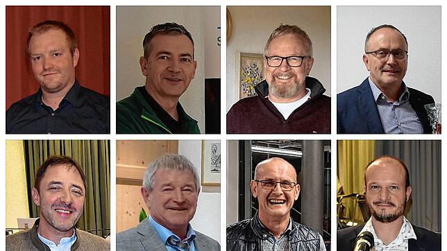 Die acht Ortsvorsteher von Ühlingen-Birkendorf (von links): Moritz Böhler (Berau), Norbert Schwarz (Birkendorf), Ralf Isele (Brenden), ...