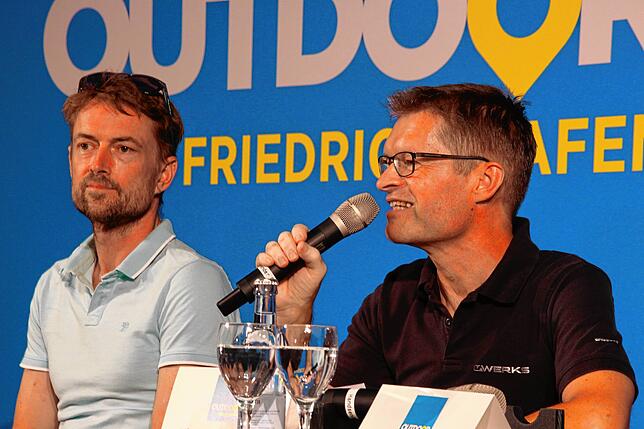 Im August 2019 stellen Klaus Wellmann (links) und Stefan Reisinger das Konzept für die Ersatz-Outdoor in Friedrichshafen vor. Im Oktober ...