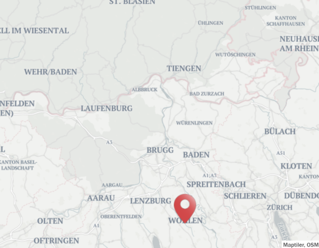 Wohlen im Kanton Aargau, nicht weit entfernt von der Grenze zu Deutschland.