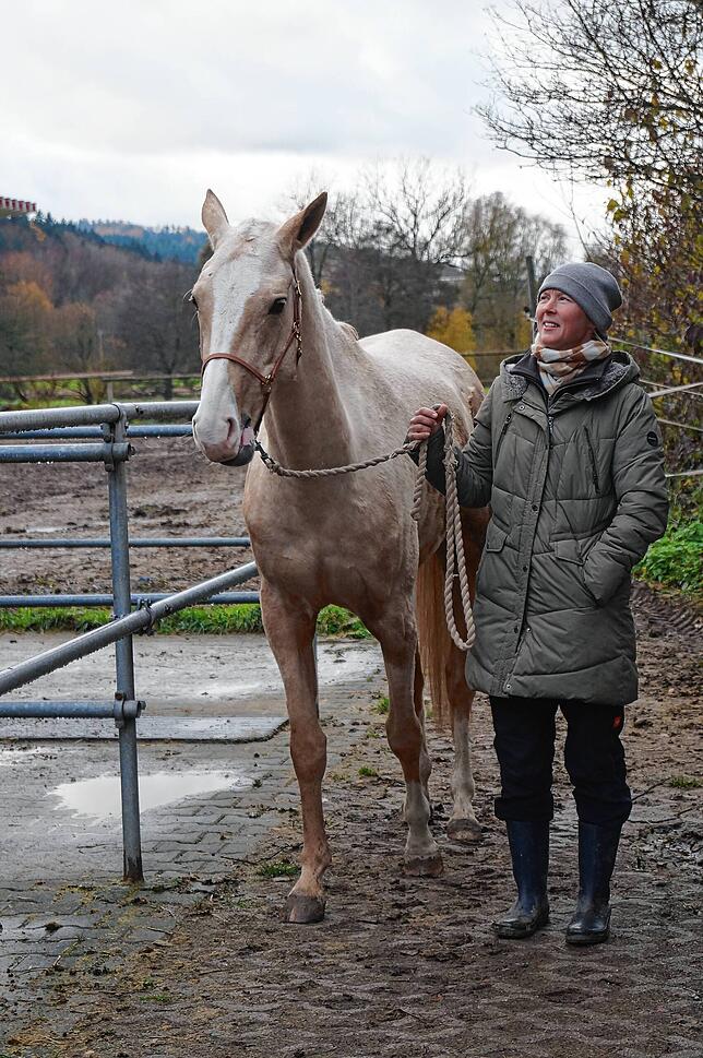 Aufrecht neben dem Pferd laufen, vermittelt dem Tier Sicherheit, wie Kathrin Steidle erklärt.