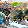 Dieses spektakuläre 3D-Bild mit dem Dinosaurier T Rex zaubert der Profi Nikolaj Arndt für das Street-Art-Festival auf den Blumberger ...