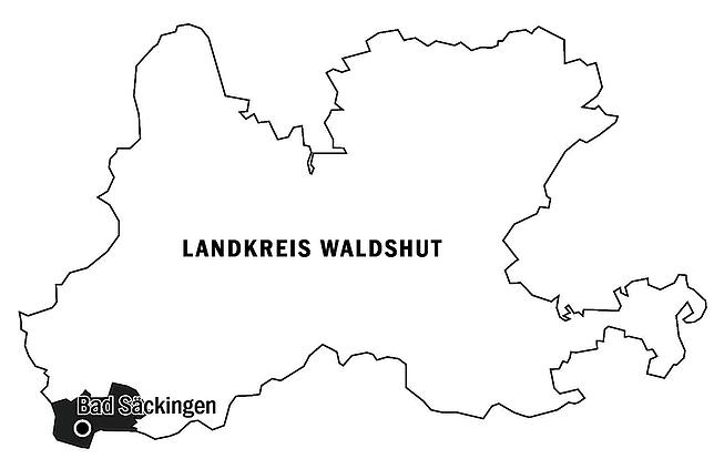 Bad Säckingen liegt im westlichen Kreis Waldshut direkt am Rhein.