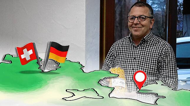 Armin Brütsch verkauft seine Murbacher Volleinudeln an deutsche und schweizer Kunden – sein Hofladen liegt direkt an der Grenze.