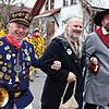 Die Kippenhauser Narreneltern feiern ihren ersten Hochzeitstag (von links): Werner Braunwarth, Peter Röhrenbach, Pascal Bochenek.